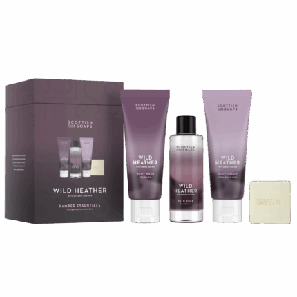 Wild Heather Pamper Essentials (2x75ml Tubes, 1x100ml Bottle,1x40g Soap, Drum)
